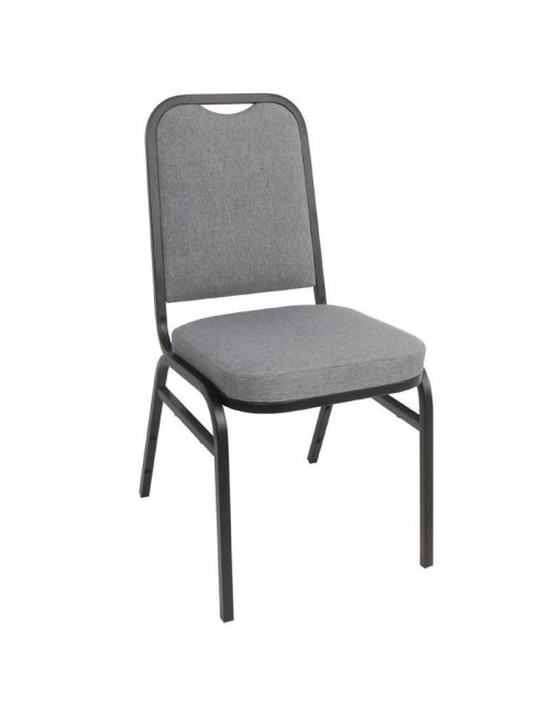Chaise de banquet avec dossier carré et tissu gris Bolero lot de 4 Chaise de banquet avec dossier carré et tissu gris Bolero lot de 4