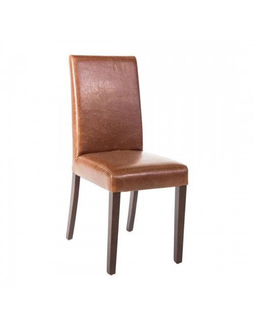 Chaises simili cuir avec dossier haut marron patiné Bolero (Lot de 2)