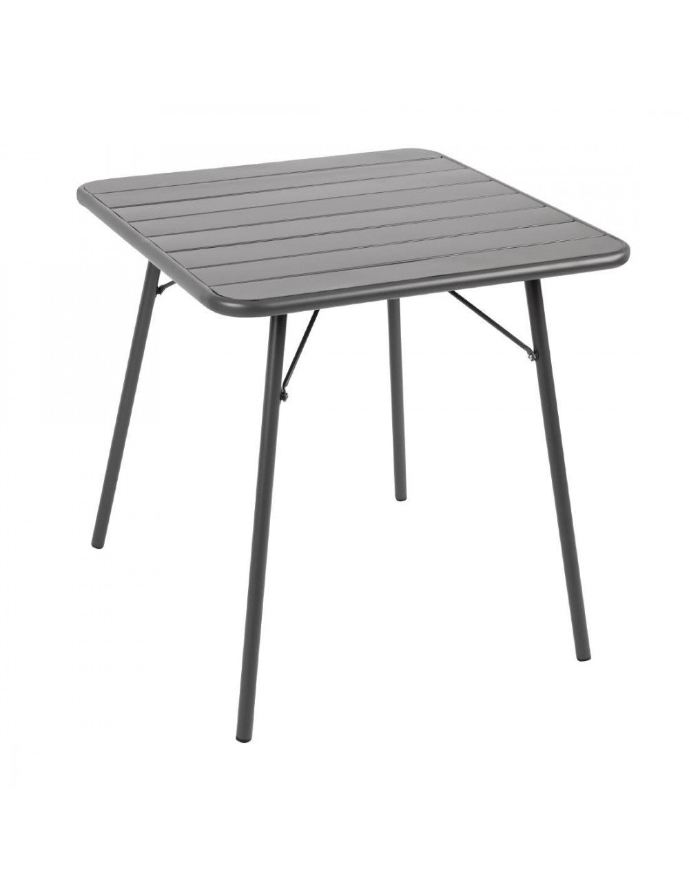 Table à lattes carrée en acier gris Bolero 700mm