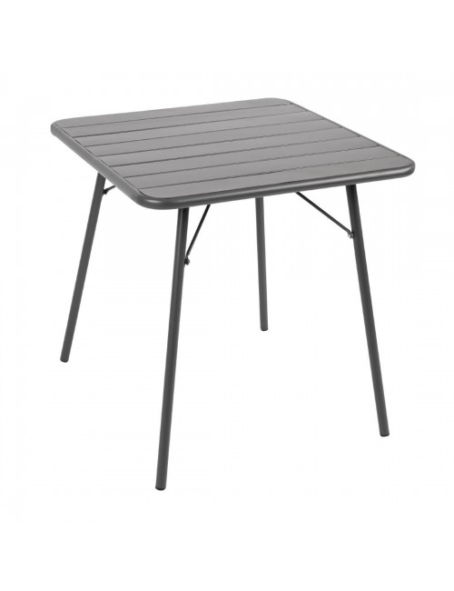 Table à lattes carrée en acier gris Bolero 700mm