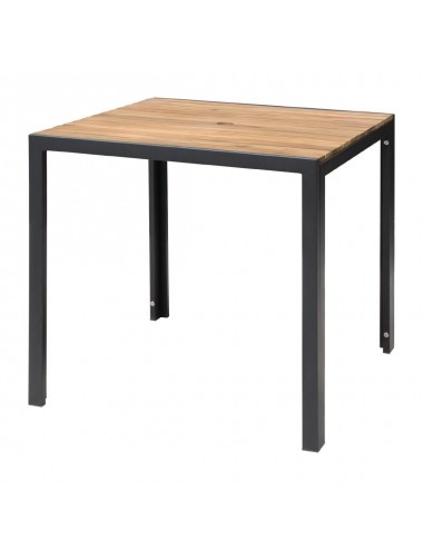 Table industrielle carrée en acier et acacia Bolero 80cm